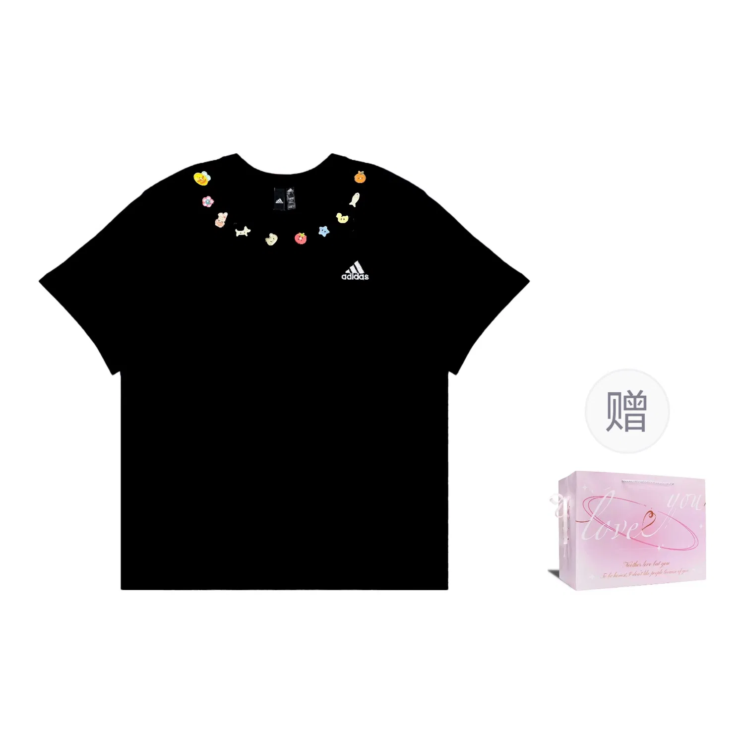 Детская футболка с аппликацией из пуговиц Adidas MUST HAVES, черный