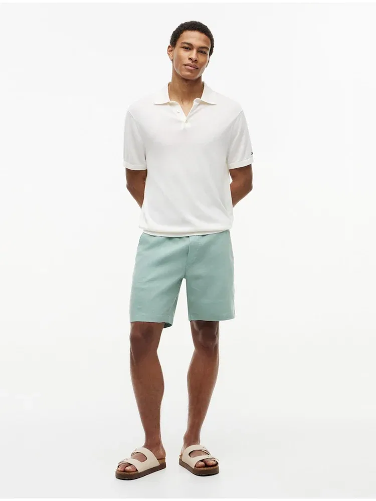Шорты с заниженной посадкой Dover Fit из льняной смеси TOMMY HILFIGER, Green