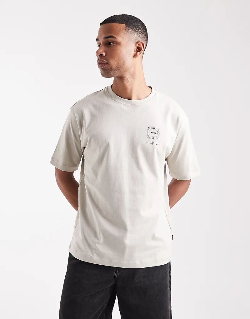 

Футболка свободного кроя Boss Orange зеленого цвета с небольшим логотипом на груди