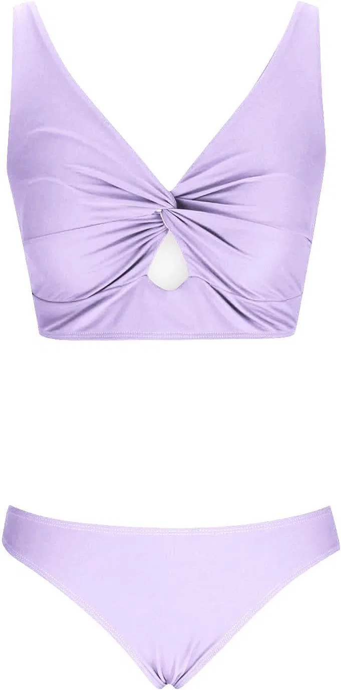 Женский купальник бикини с топом tankini и завязками, Purple — фото 4