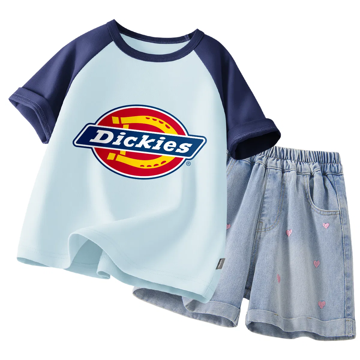 Детский спортивный комплект с принтом Dickies, Standard Clear Blue+Solid Color Denim Blue