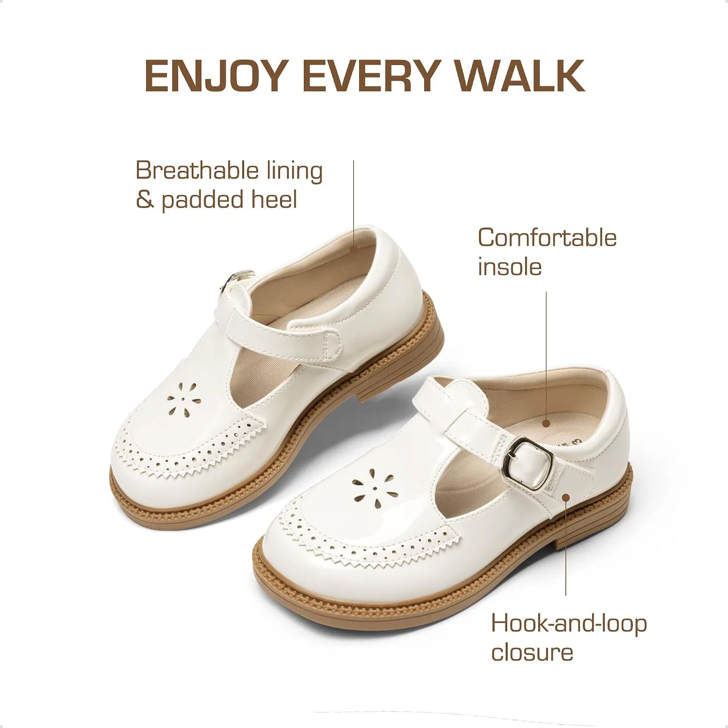 Детские туфли Мэри Джейн для девочек DREAM PAIRS, All White — фото 4