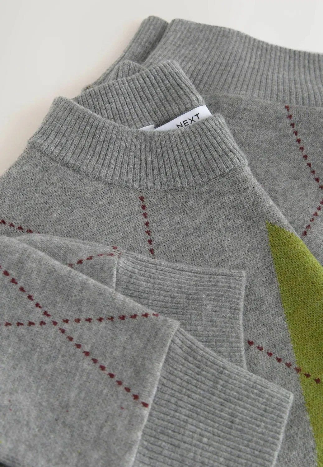 Свитер стандартного кроя с ромбовидным узором Next, Grey Green — фото 2
