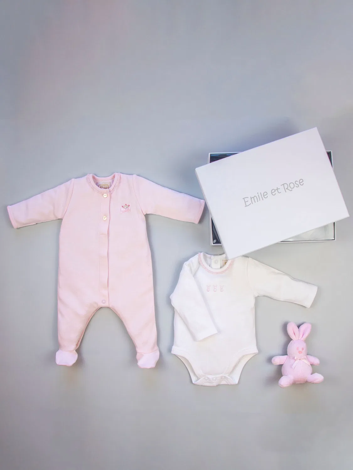 Комплект подарка для новорожденного, боди и игрушка, Emile et Rose, розовый