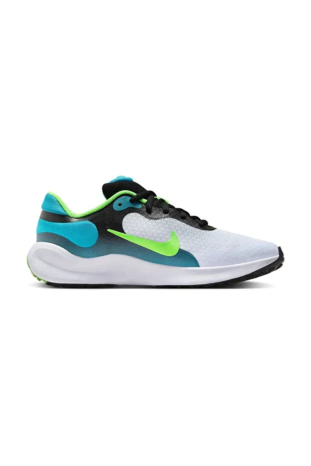 Детские кроссовки для девочек с охлаждающим эффектом Revolution 7 gs Nike, Black/Green Strike-Football Gray — фото 2