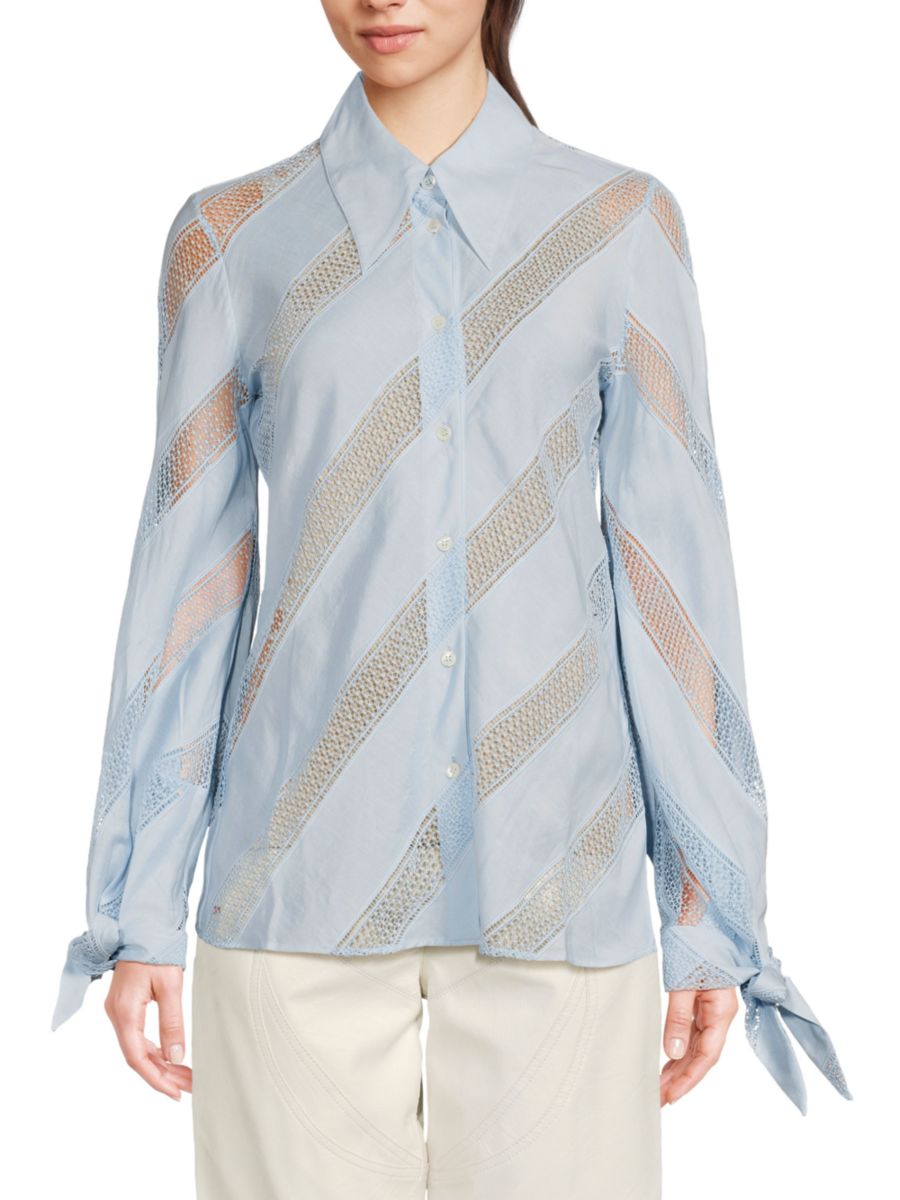 

Рубашка Slyvia Schiffli из хлопковой смеси Stella McCartney, цвет Baby Blue