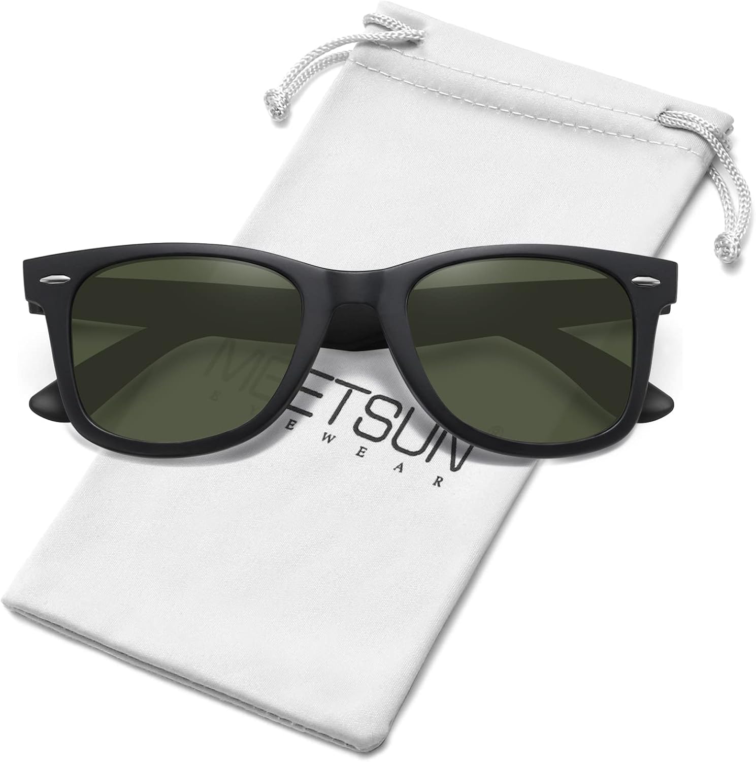 

Поляризованные солнцезащитные очки MEETSUN для женщин и мужчин, классическая ретро-квадратная оправа, очки для вождения, защита от УФ-излучения, Matte Black Frame Dark Green Lens