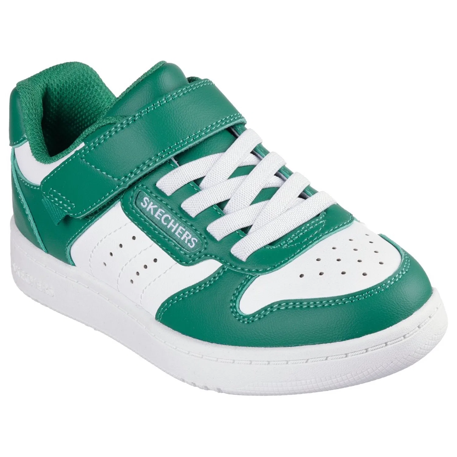 Детские ретро кроссовки с кожаным верхом Quick Street Skechers, Green/White