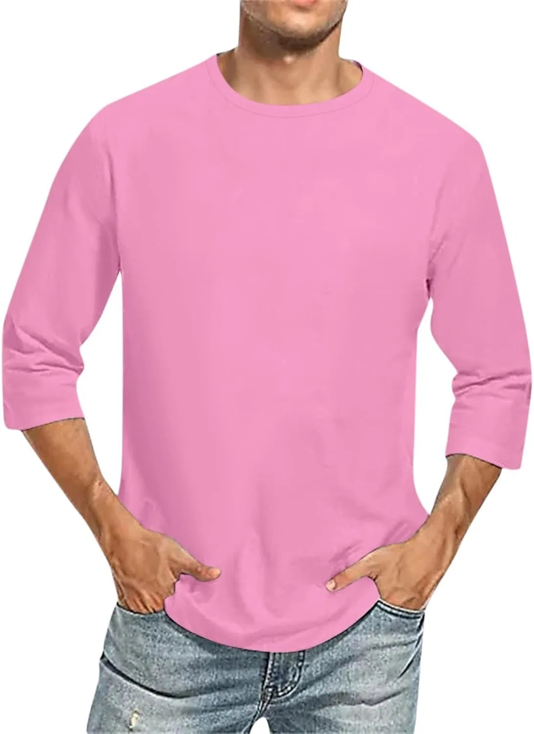 Мужская футболка с рукавом 3/4, Pink