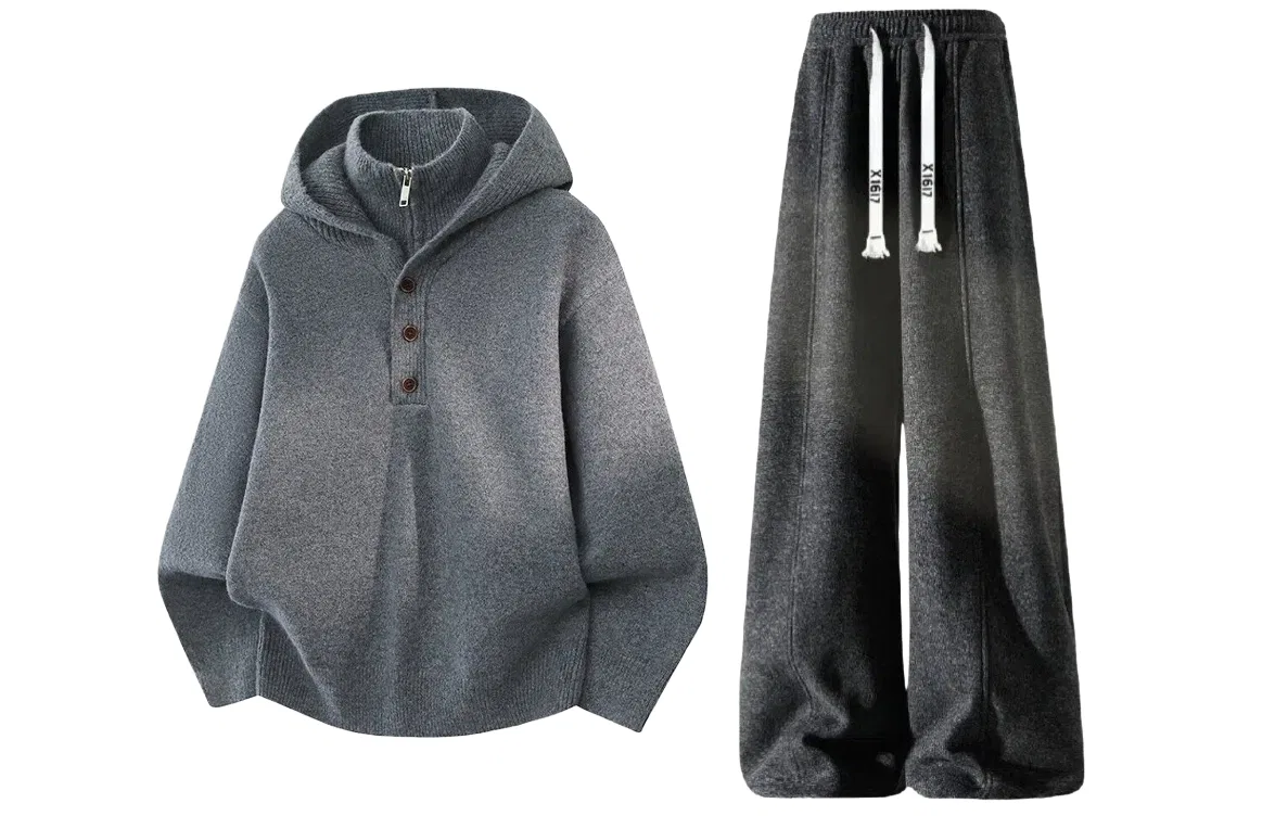 Детский комплект из худи и брюк с начесом, модель X1617, X1617, Dark Gray/Black