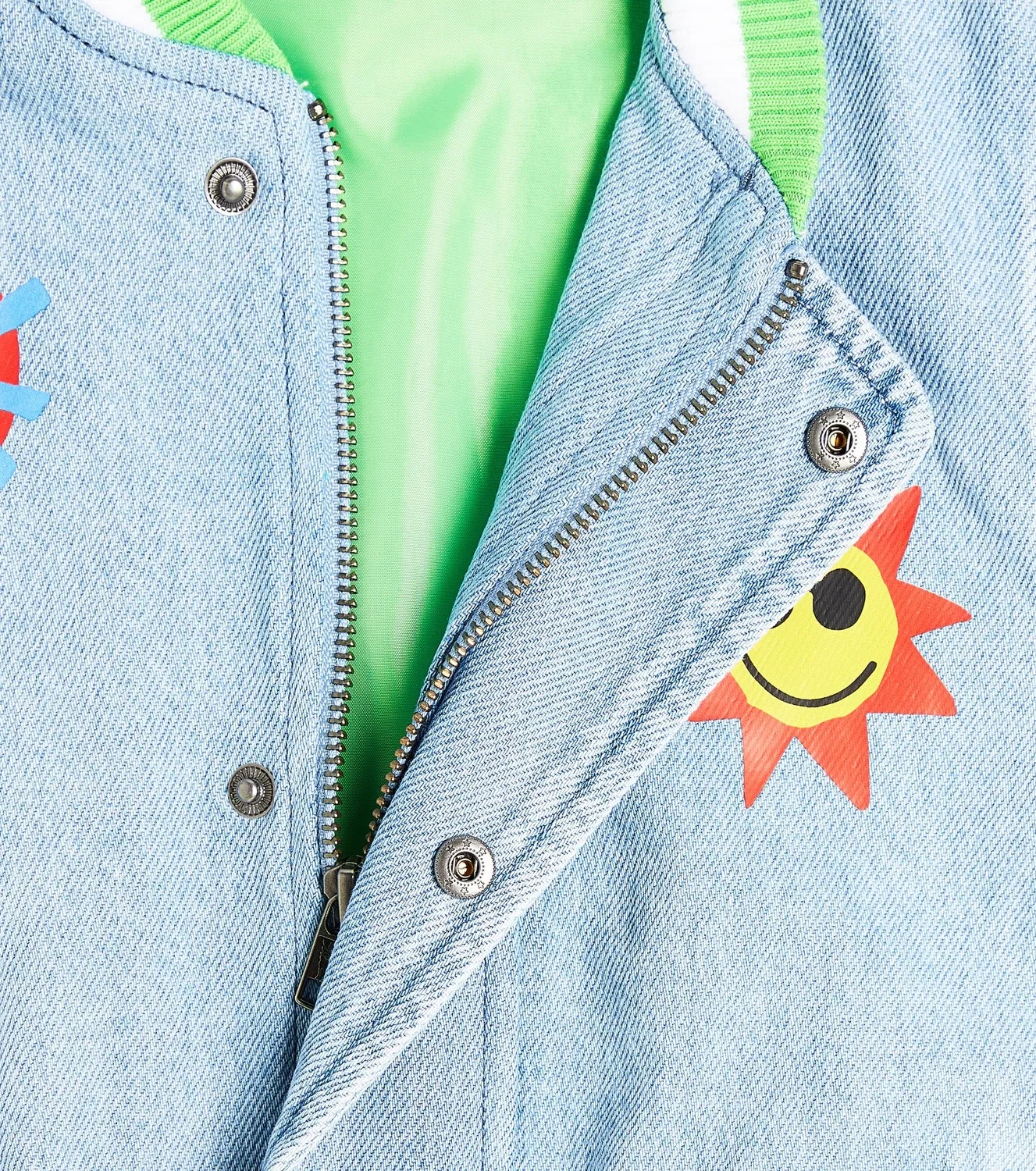 Джинсовая куртка-бомбер с вышивкой Stella Mccartney Kids, голубой — фото 3