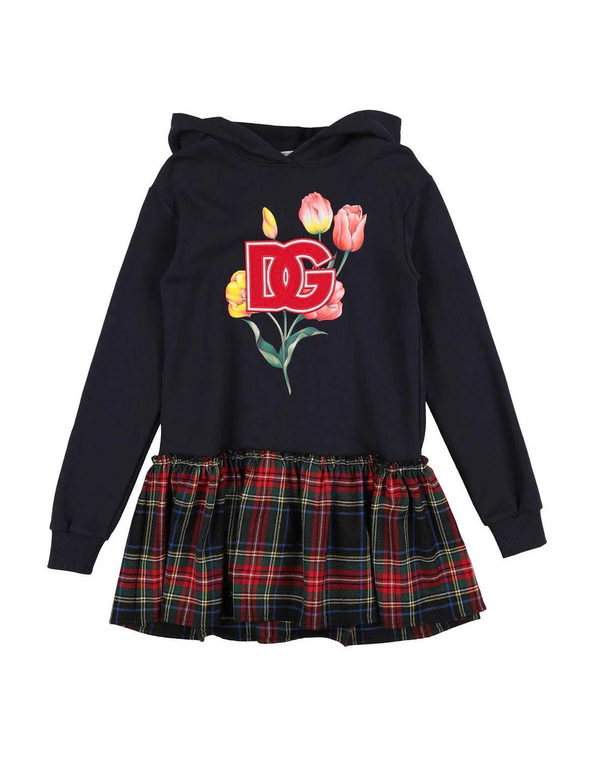 Детское платье для девочек с капюшоном Dolce&Gabbana, темно-синий