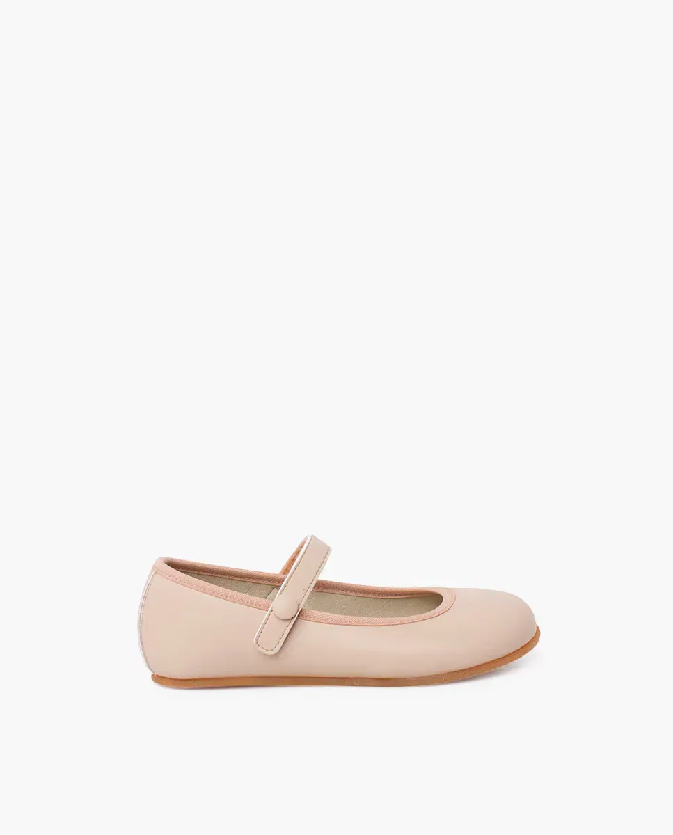 Детские балетки для девочек на липучке Merceditas de niña comunión barefoot tira adherente Pisamonas, Beige