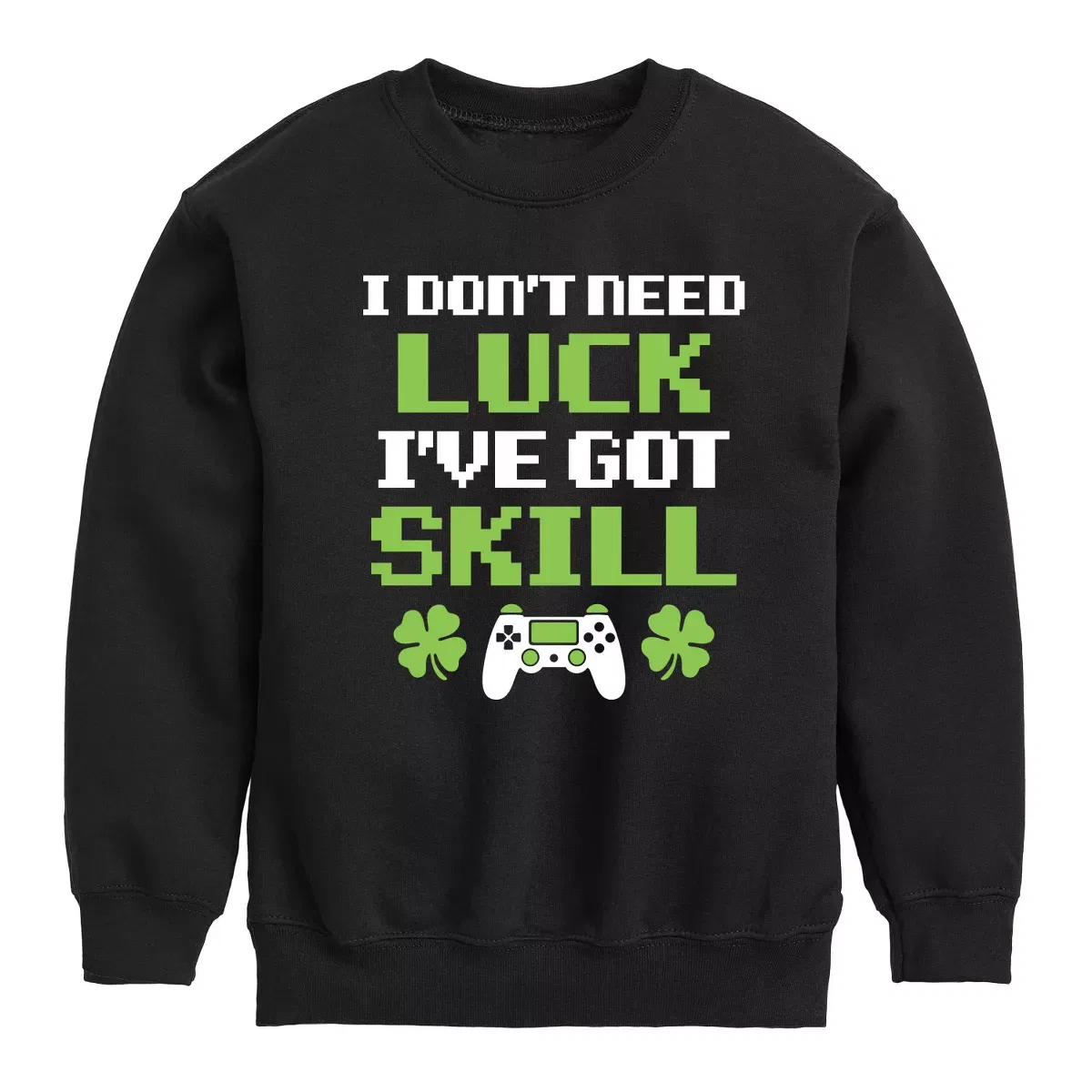 Детское худи на флисе с принтом St. Patrick's Day I Don't Need Luck, I've Got Skills Instant Message, Navy