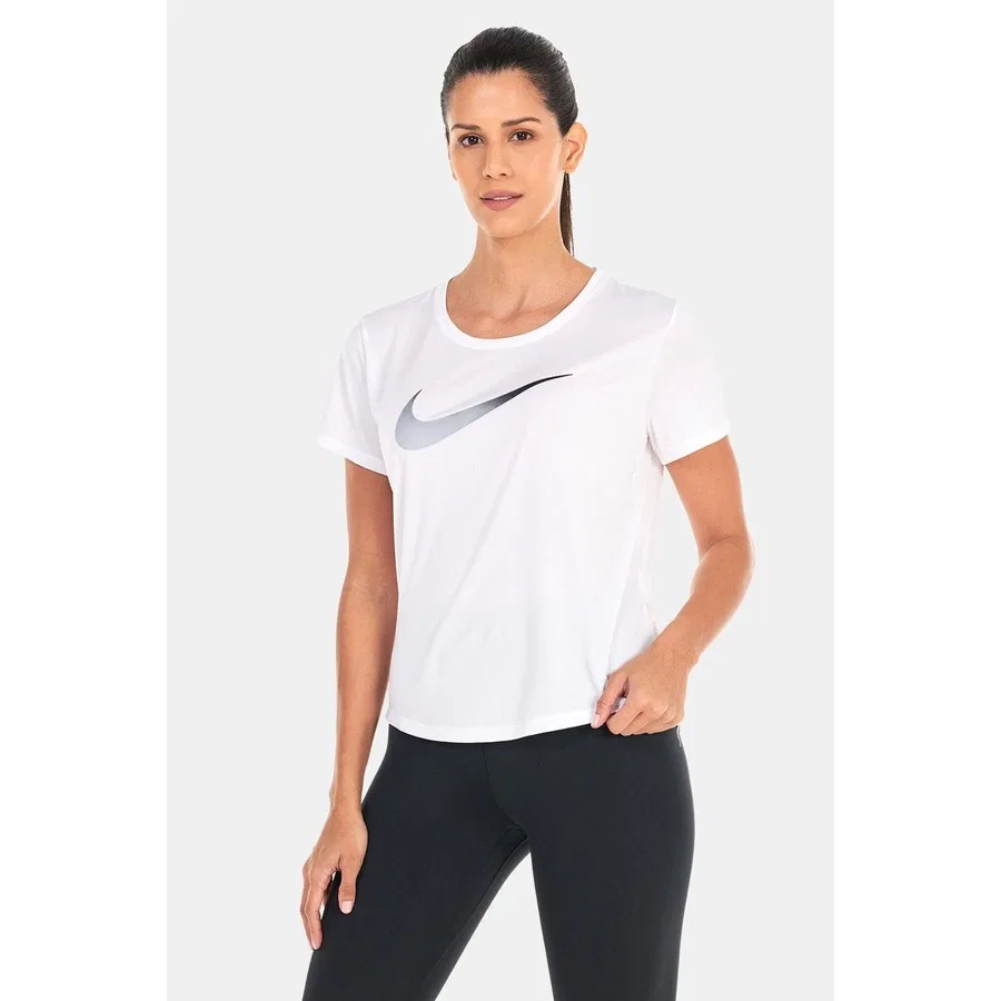 Женская футболка с коротким рукавом и принтом Swoosh Graphic Dri-Fit One Nike, Белый — фото 3