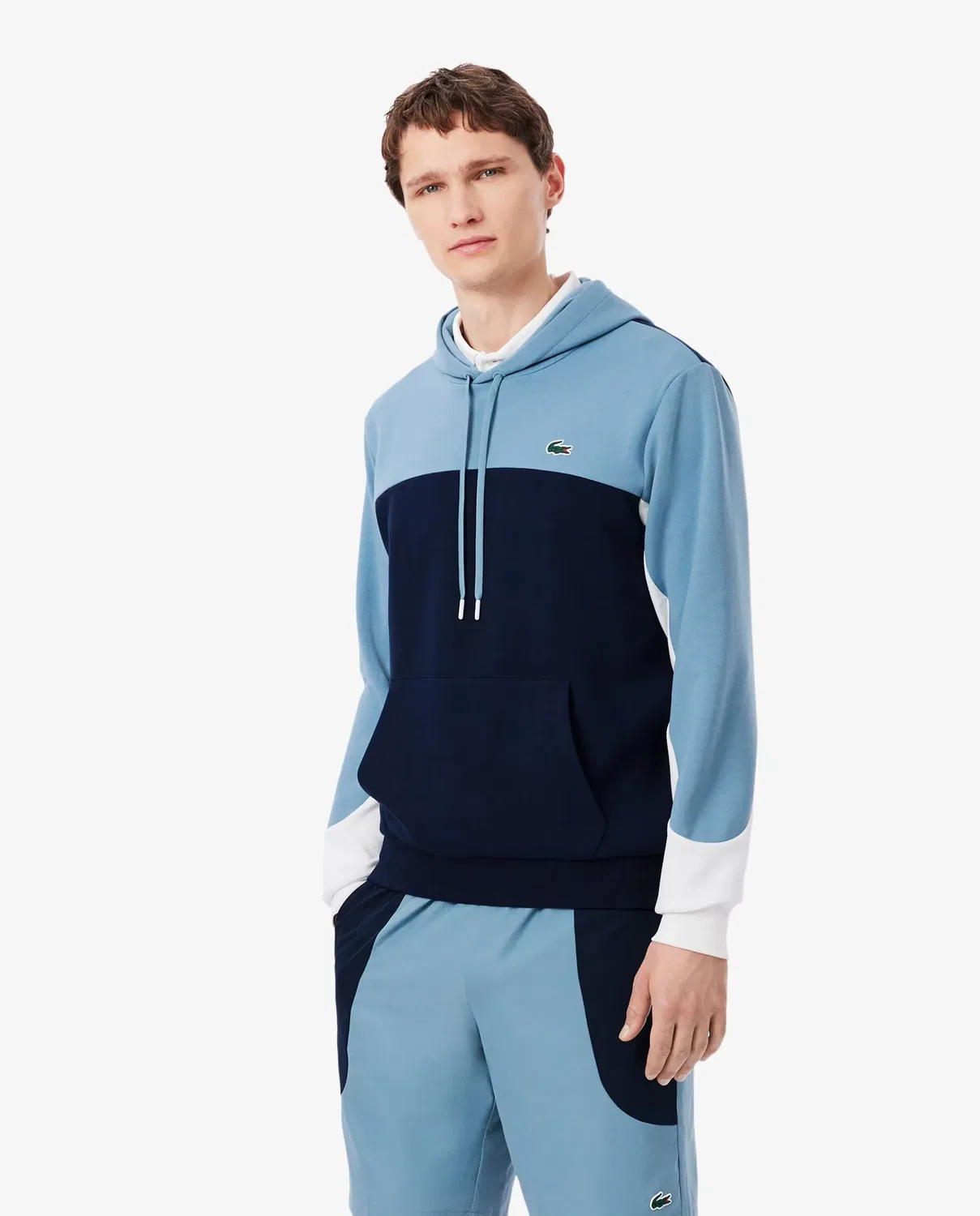 Мужская худи Lacoste с капюшоном и молнией, дизайн с цветными блоками, Azul