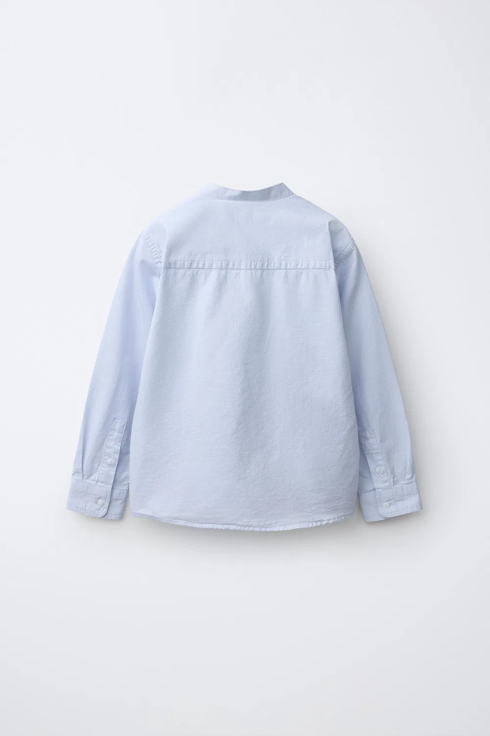 Рубашка со стоячим воротником из 100% хлопка. ZARA, Sky blue — фото 2