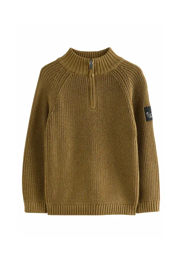 Свитер утилитарный с молнией Regular fit utility zip neck Next, green, зеленый
