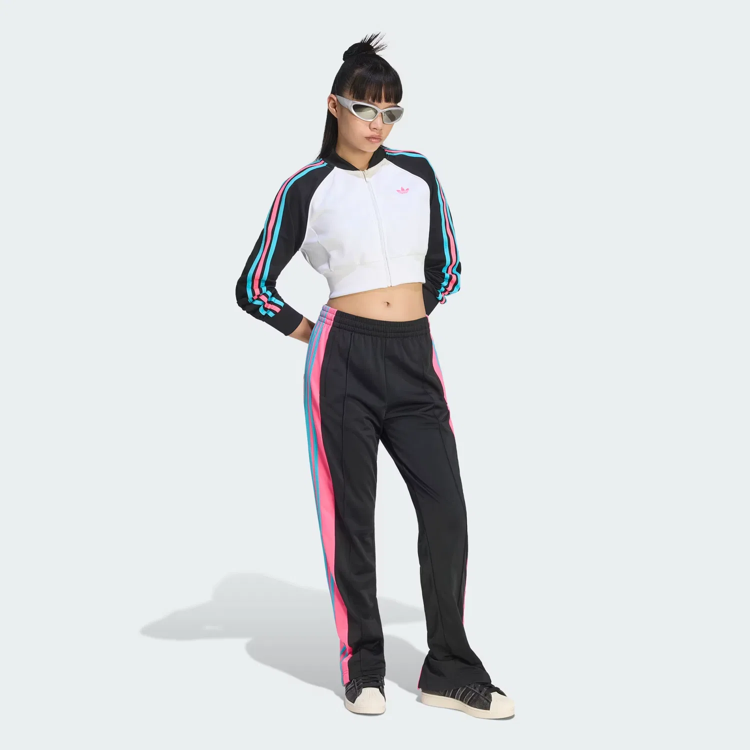 Женские спортивные брюки свободного кроя Adibreak Adidas Originals, черный/lucid pink/samba blue — фото 3