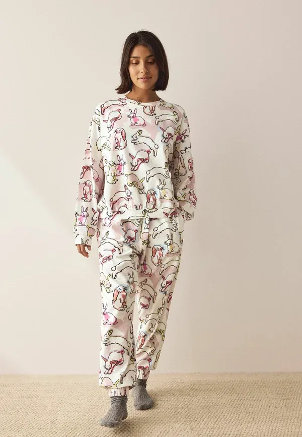 Комплект пижамы с принтом Disney Classics, Regular fit - long sleeve - pyjama set, Next, Ecru Pink Bunny, розовый
