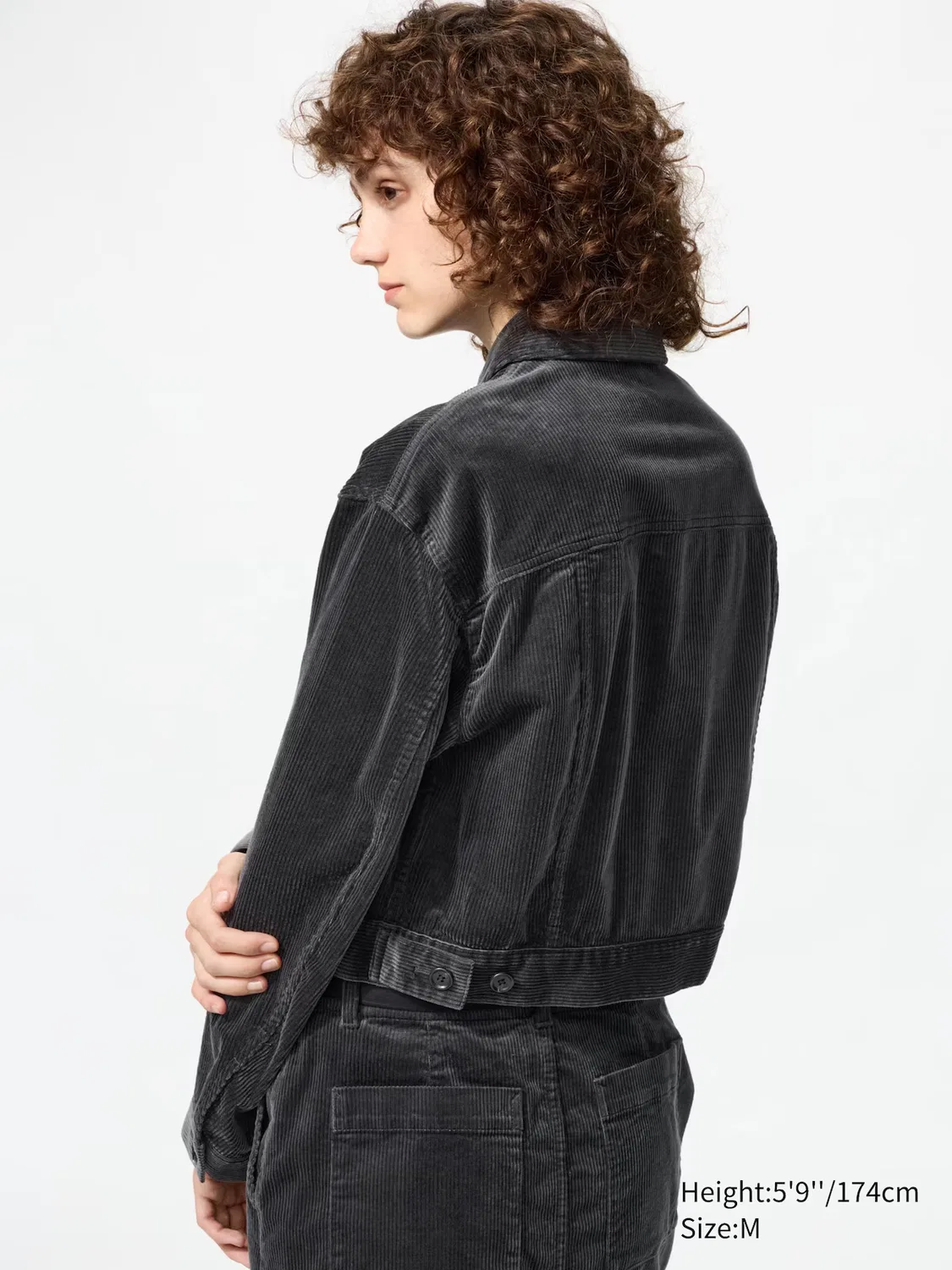 Куртка Uniqlo, вельветовая, короткая, темно-синяя — фото 3