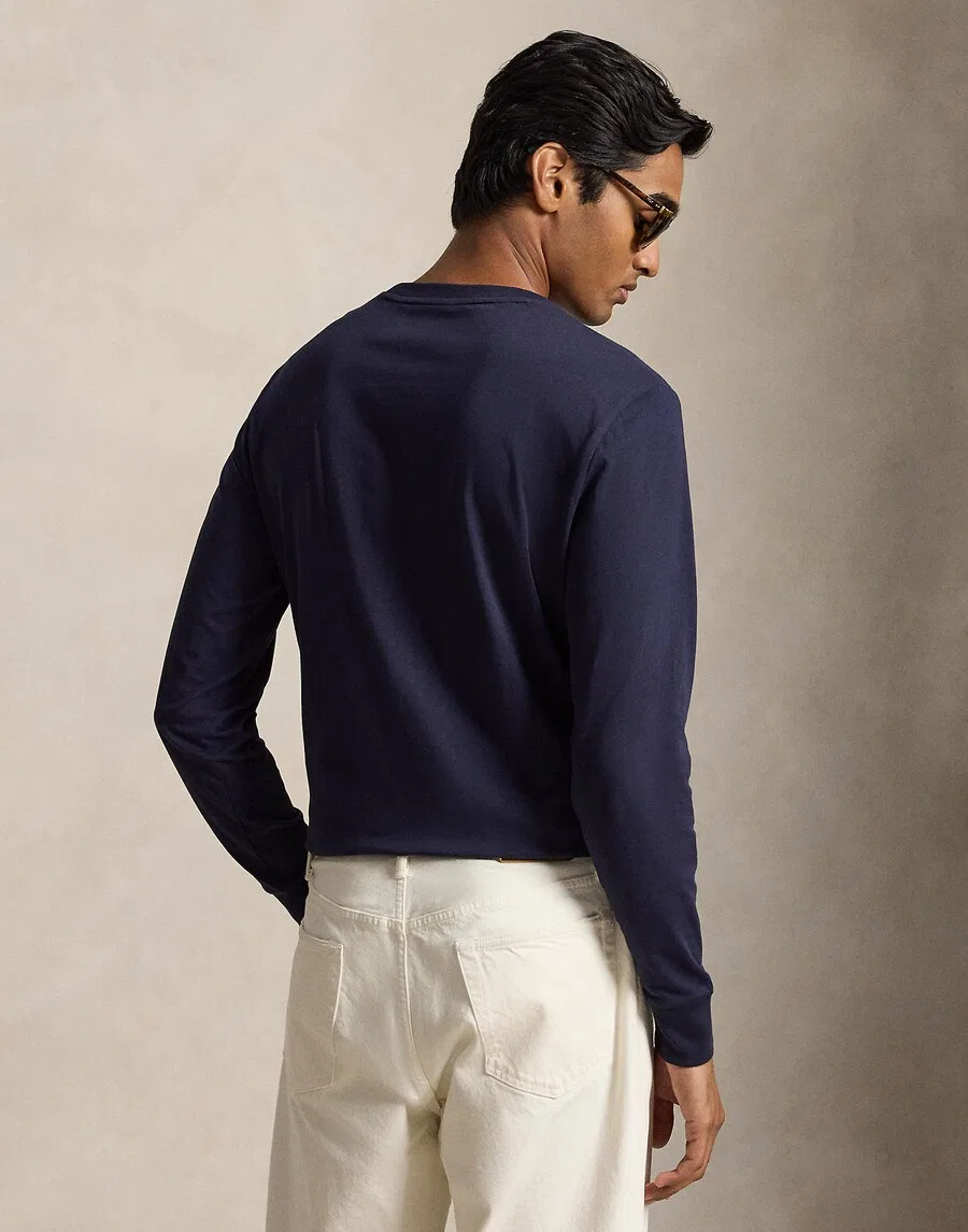 Футболка Polo Ralph Lauren стандартного кроя, темно-синяя — фото 4