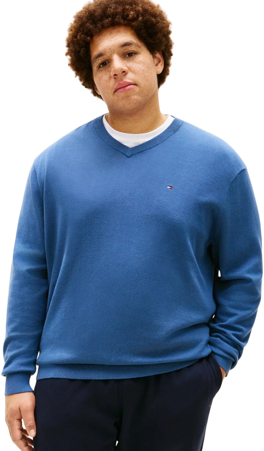 Мужской пуловер с V-образным вырезом Tommy Hilfiger, Blue (Aegean Sea)