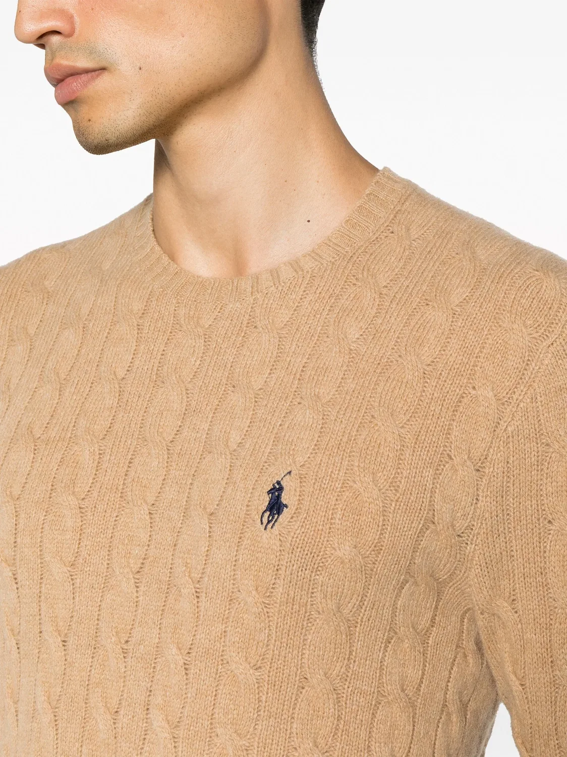 Джемпер из текстурной пряжи с логотипом Поло Polo Ralph Lauren, верблюжье коричневый — фото 2