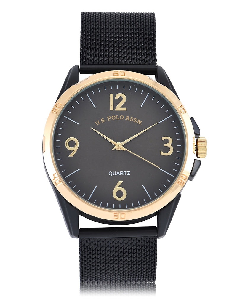 

Часы U.S. Polo Assn Men's Two Tone Mesh Strap, черный