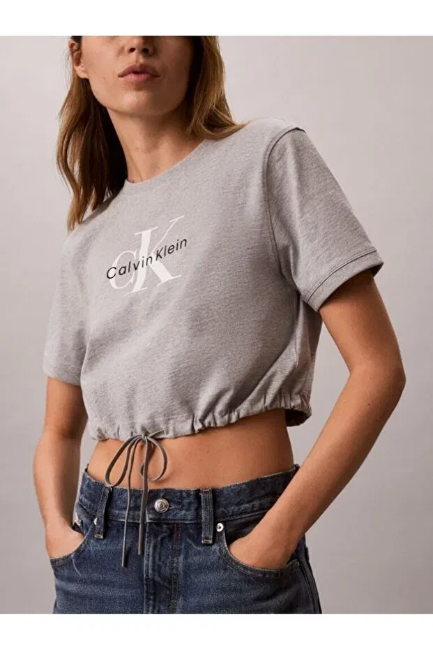 Женская футболка свободного кроя Calvin Klein, Gray — фото 3