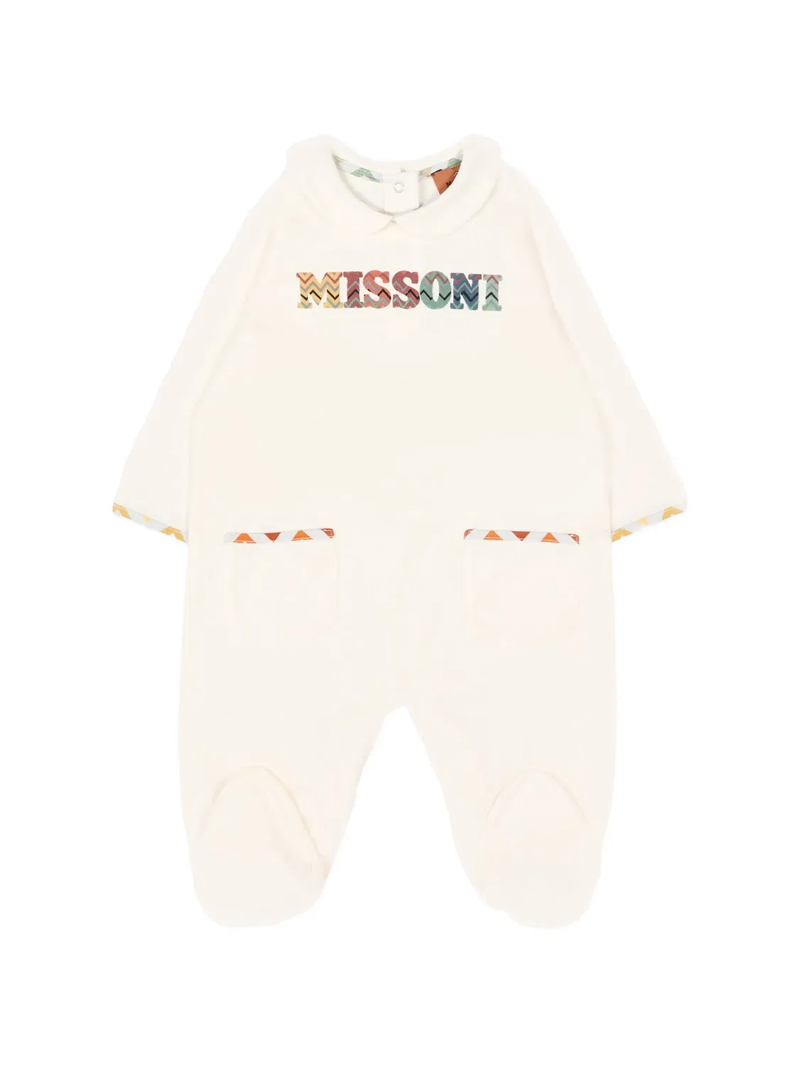 Пижама с узором зигзаг и логотипом Missoni Kids, нейтральные цвета — фото 2