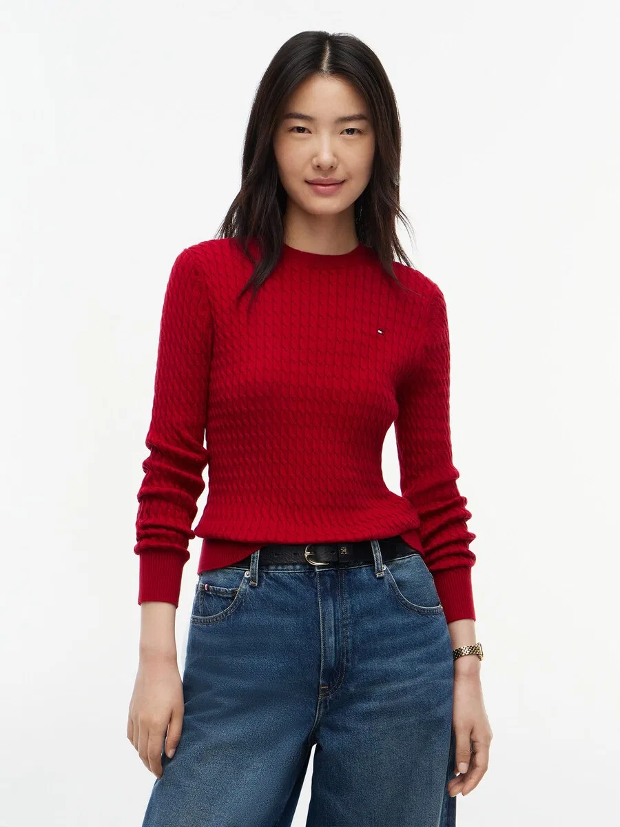 Свитер TOMMY HILFIGER рубиново-красного цвета — фото 2