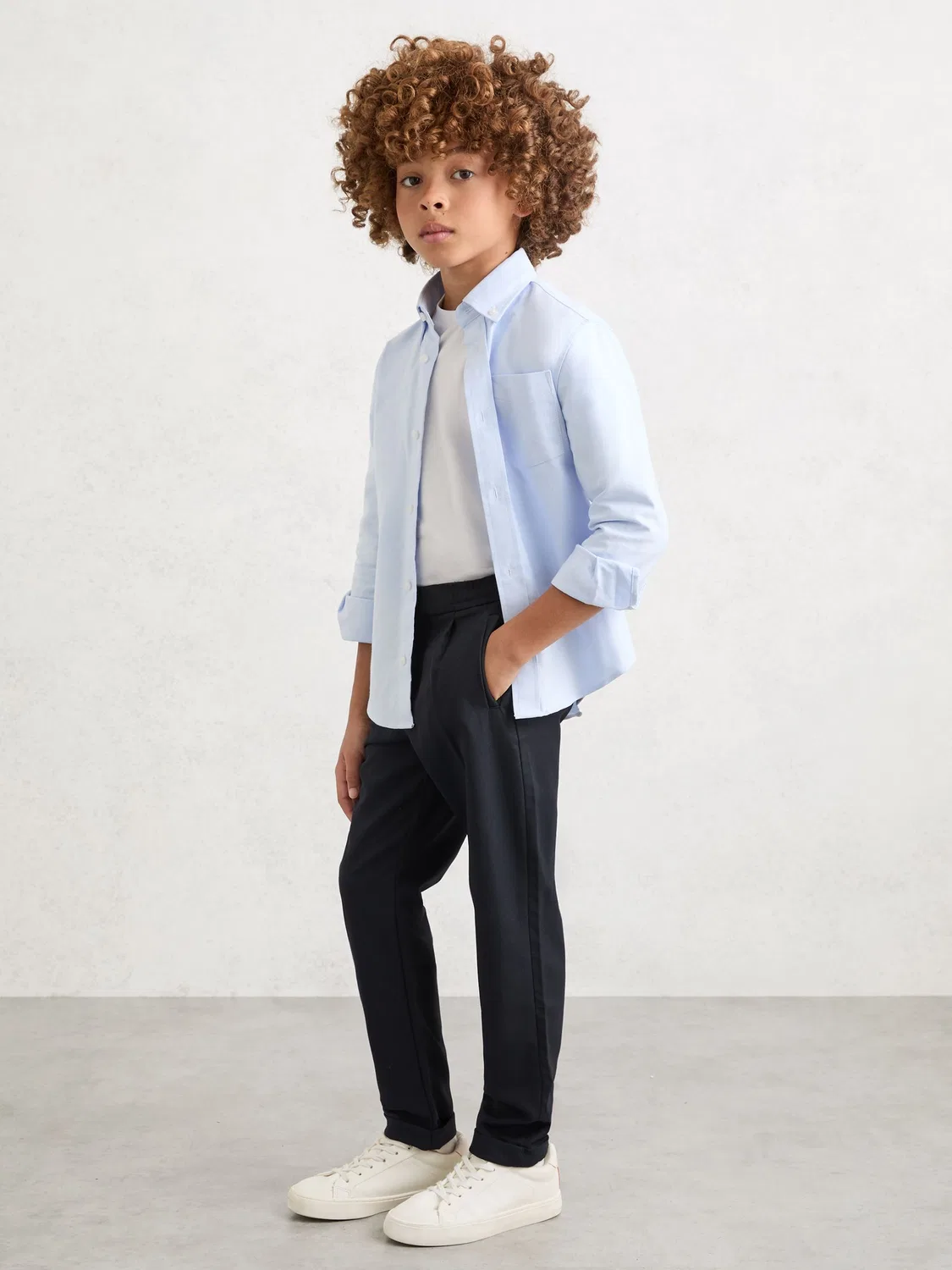Брюки прямого кроя с защипами Reiss Navy Brighton, синие