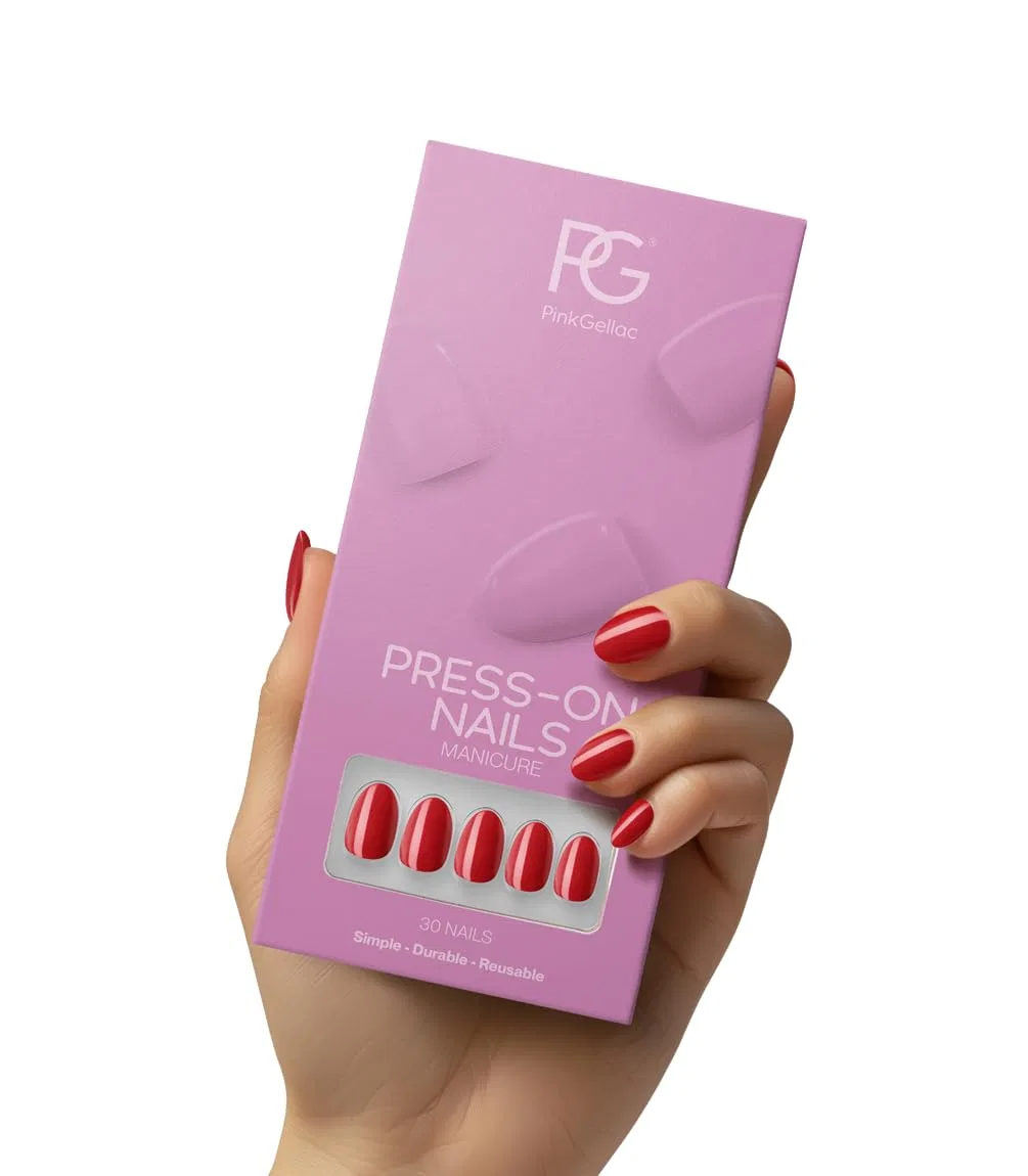 Набор накладных ногтей Pink Gellac Press On Nails «109 Lipstick Red» Pink Gellac