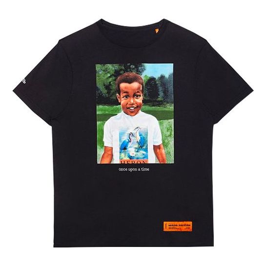 

Футболка Men's HERON PRESTON Little Boy Printing Short Sleeve Black, черный