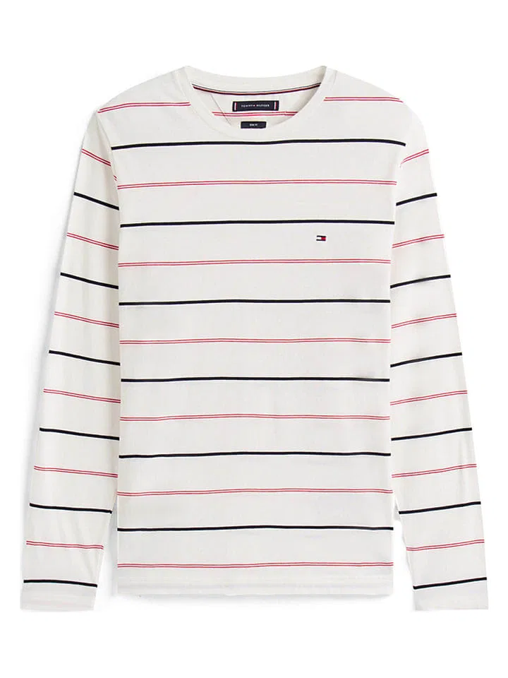 Лонгслив полосатый Tommy Hilfiger, белый/темно-синий/красный — фото 3