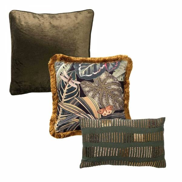 

Декоративная подушка hoii Botanic Green (3 шт), 45x45x45 см цвет military olive