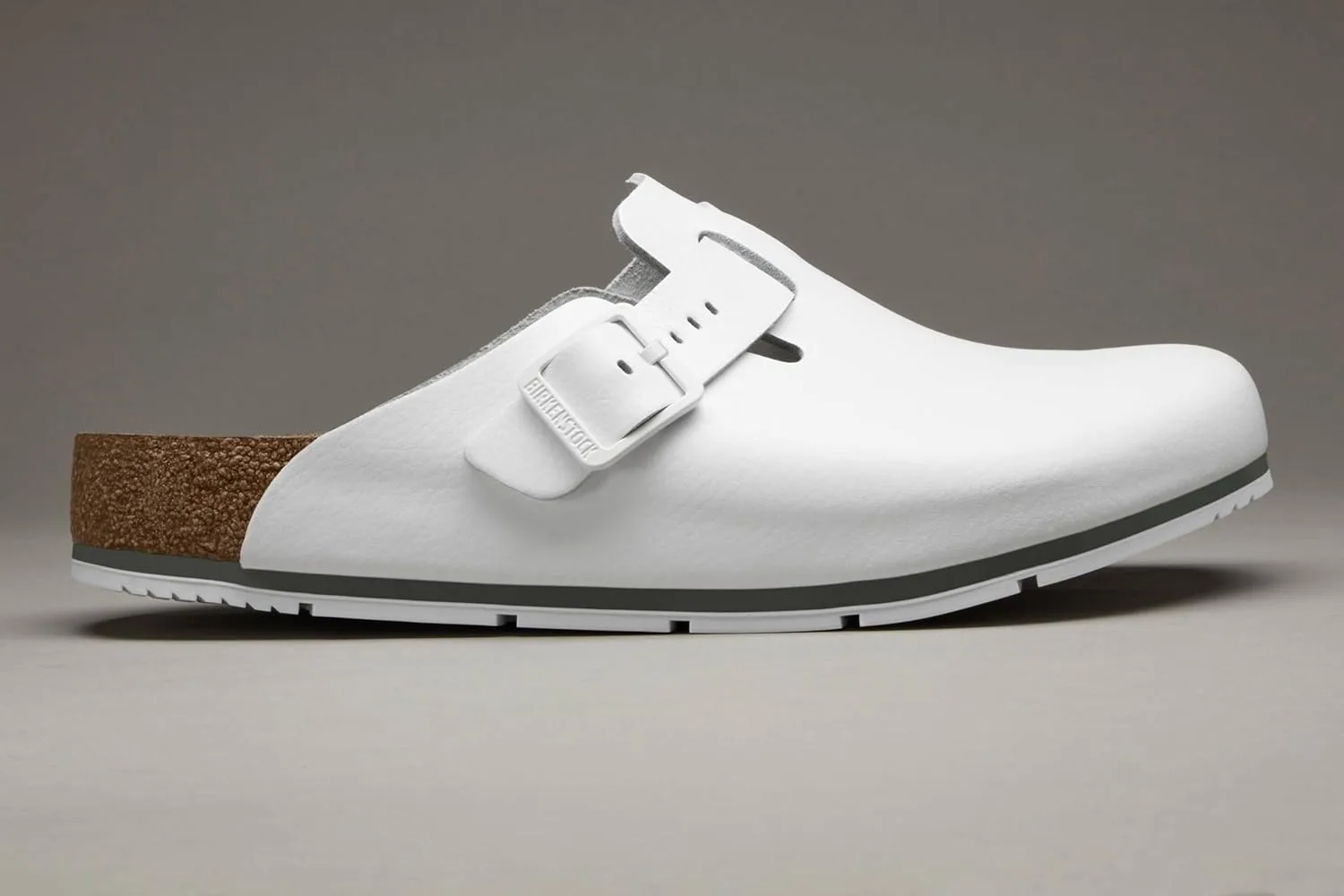 Женские/мужские тапочки BIRKENSTOCK Boston Pro, кожаные мюли/сабо - сертифицированы по стандарту EN ISO 20347:2043 - рабочая обувь для медицинских учреждений, предприятий общественного питания и сферы услуг, белый — фото 4