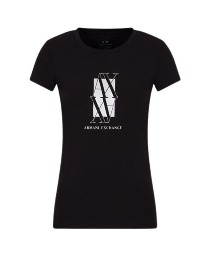 

Хлопковая футболка с круглым вырезом и логотипом Armani Exchange, черный