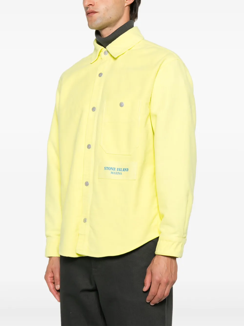 Рубашка с вышитым логотипом Stone Island, желтый — фото 3