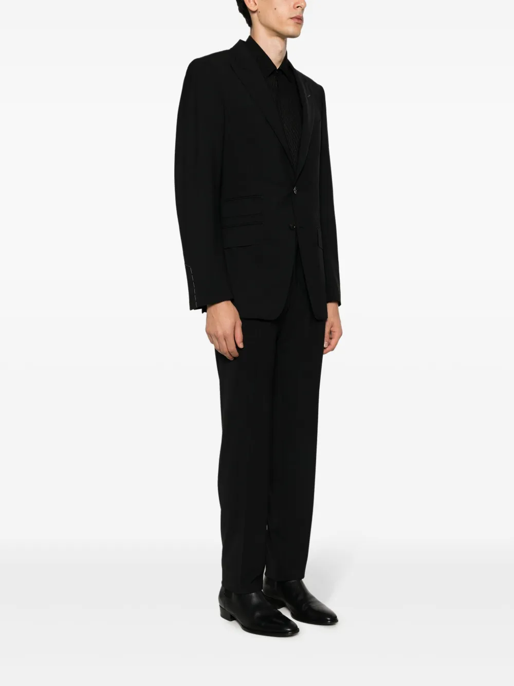 Шерстяной костюм с однобортным пиджаком TOM FORD, черный — фото 3