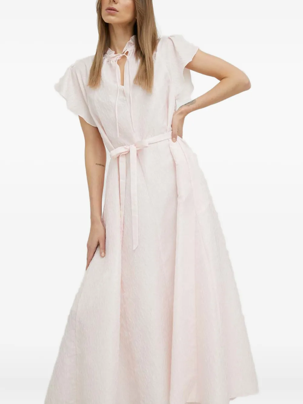 

Платье миди с завязками и поясом Samsoe Samsoe, розовый