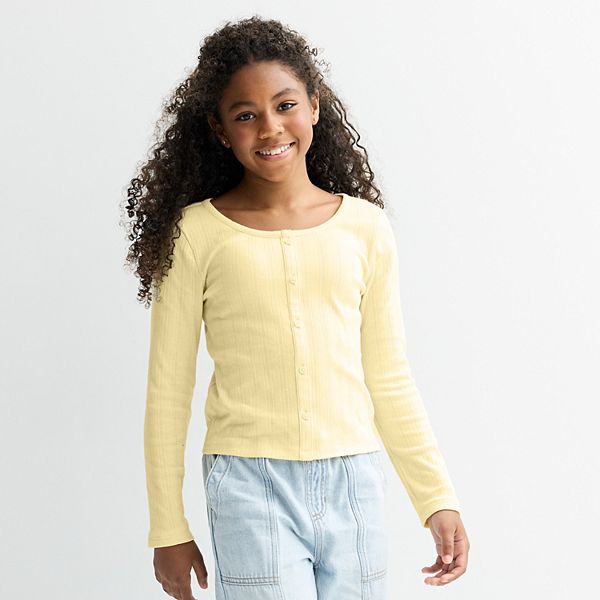 

Длинный рукав с пуговицами спереди для девочек 6-20 лет, regular и plus size So, Soft Yellow