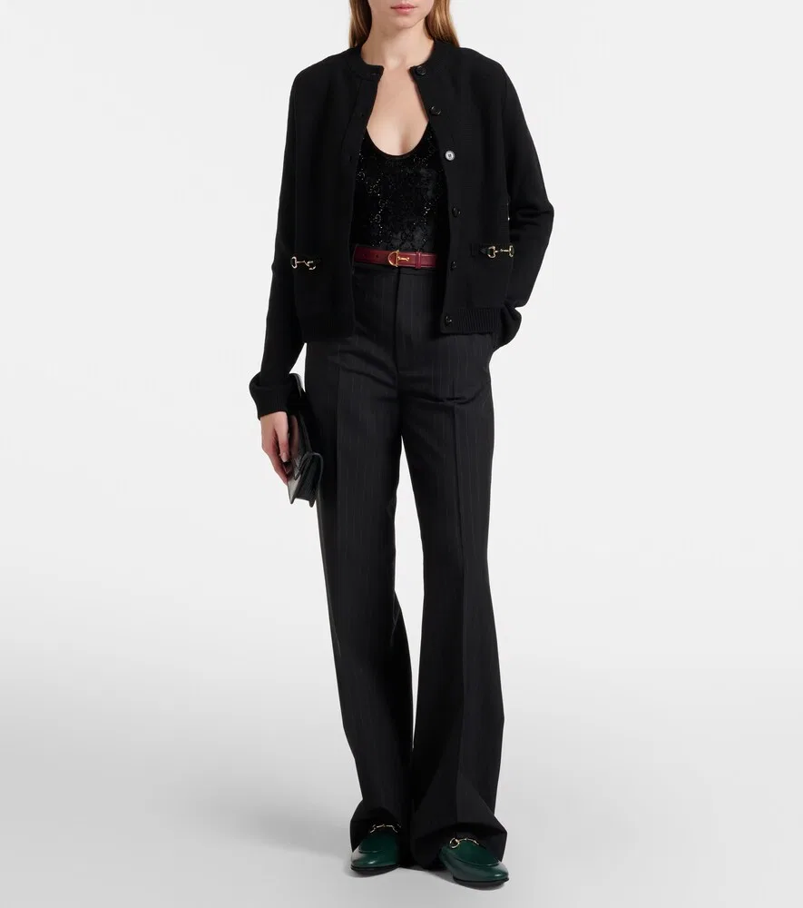 Кардиган Gucci Конская уздечка, из шерсти и кашемира, черный — фото 2