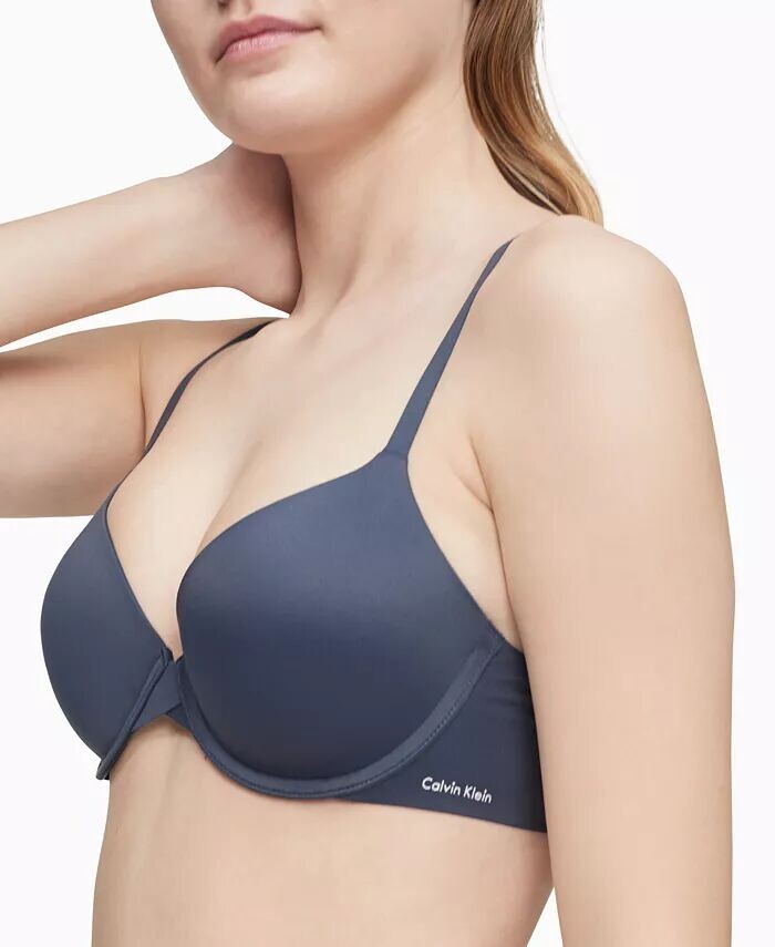 Идеально сидящий бюстгальтер-футболка с полным покрытием F3837 Calvin Klein, синий — фото 4