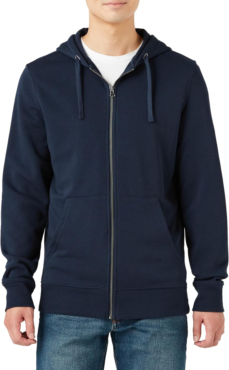 

Мужская толстовка с длинным рукавом на молнии из французского махрового трикотажа Amazon Essentials, темно-синий