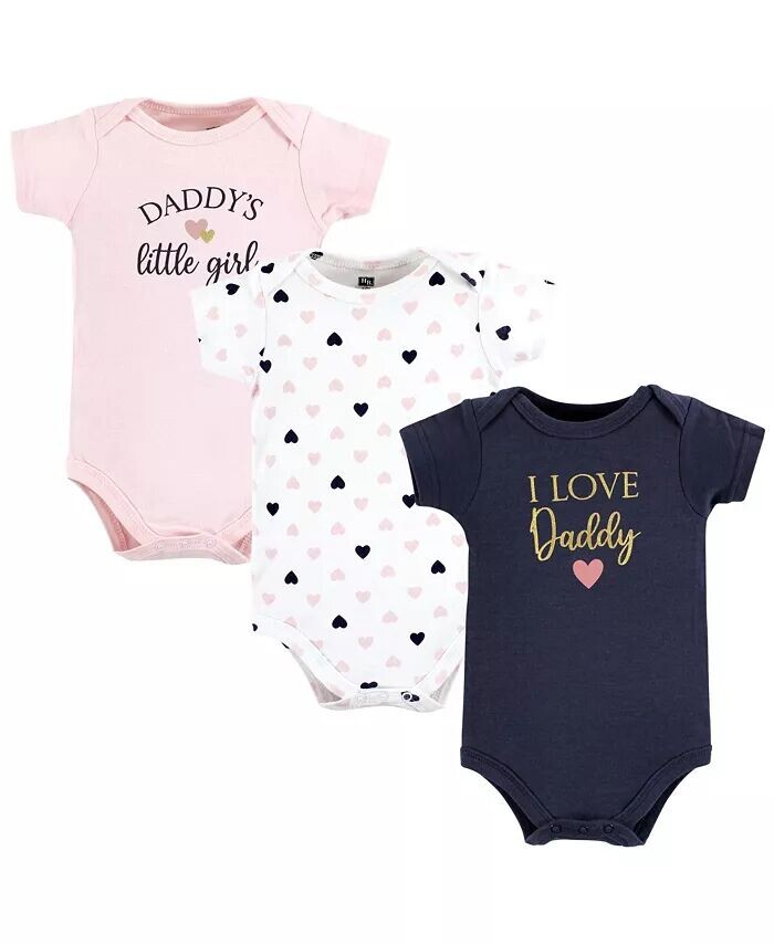 

Хлопковые боди для маленьких девочек Daddy Pink Navy, 3 шт Hudson Baby, синий