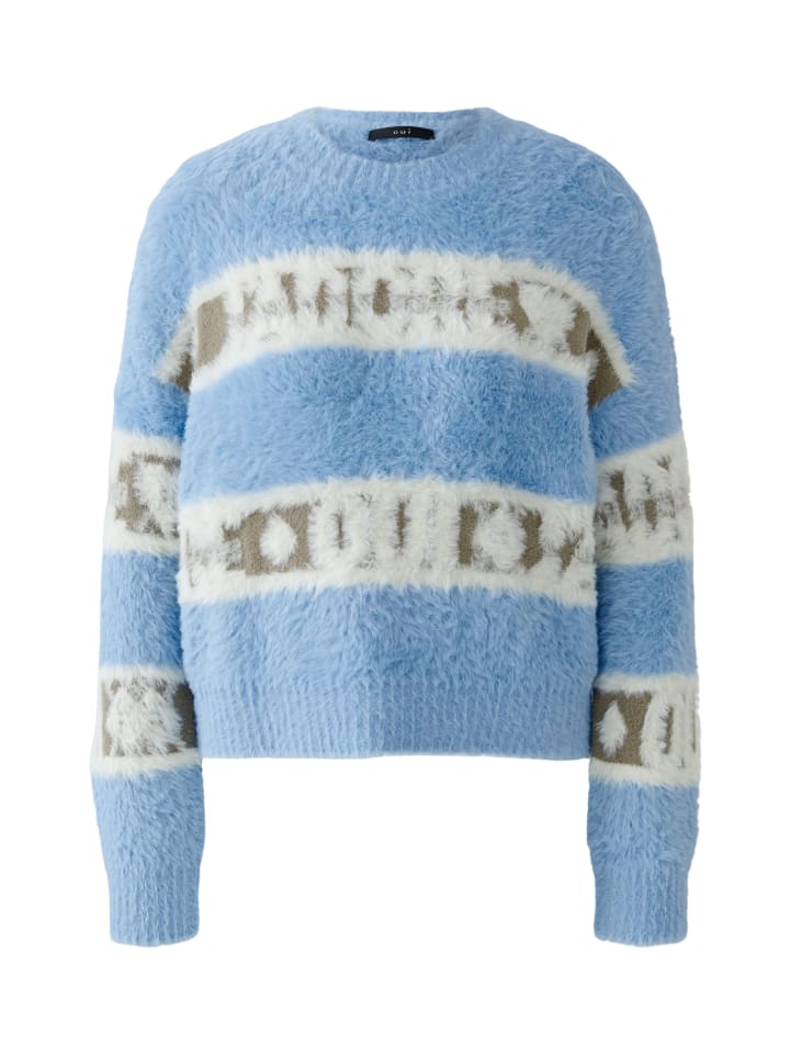 

Oui Свитер светло-голубого цвета с зелеными вставками