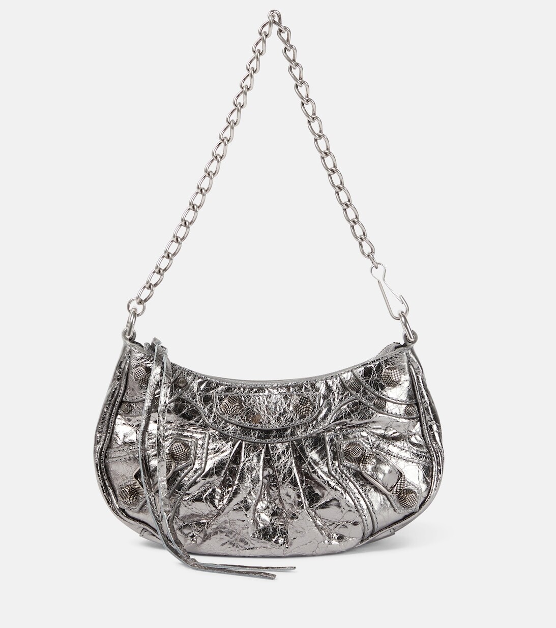 

Кожаная сумка через плечо Le Cagole Mini Balenciaga, серебряный, Серый, Кожаная сумка через плечо Le Cagole Mini Balenciaga, серебряный