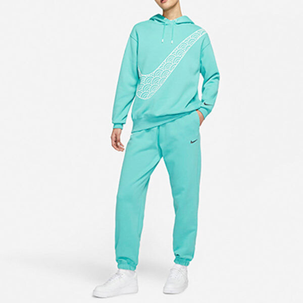 Свитер cny new year's edition hoodie fleece loose knit sports blue green Nike, зеленый — фото 3